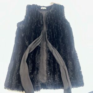 Cousin Earl Vest Women's Size Small Black Faux Fur Soft Cozy Chic Layering